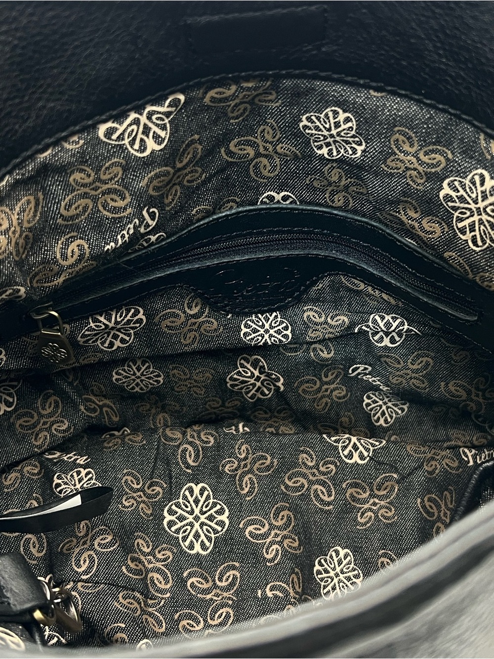 Pietra Borsa Stevie Hobo Bag Black Pebbled Leather Studded Shoulder Slouchy Boho - Picture 10 of 12
